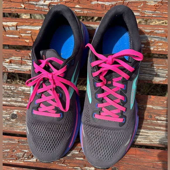 Brooks Ghost 15 Athletic Running sneaker shoes in Black,Pink & purple Sz-12. M - Picture 12 of 14